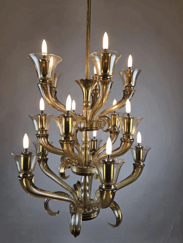 Flavio Poli Glass Chandelier with 15 Light Arms, 1940 - Image 2