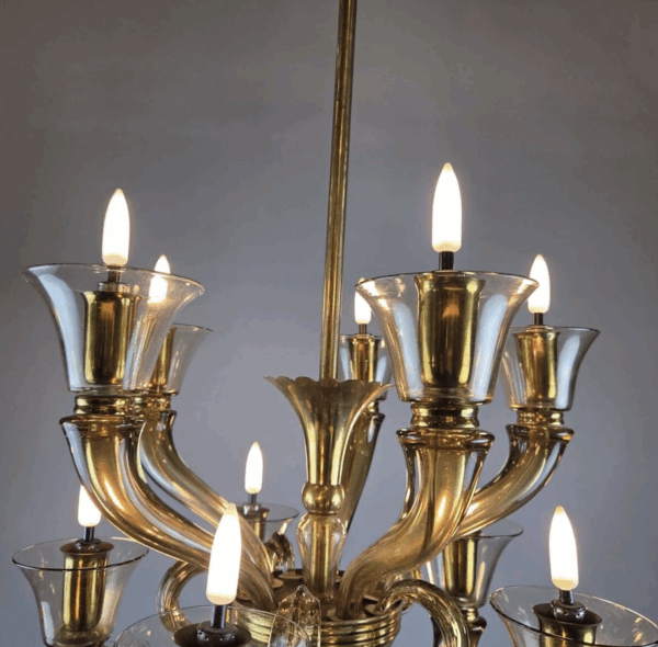 Flavio Poli Glass Chandelier with 15 Light Arms, 1940 - Image 9