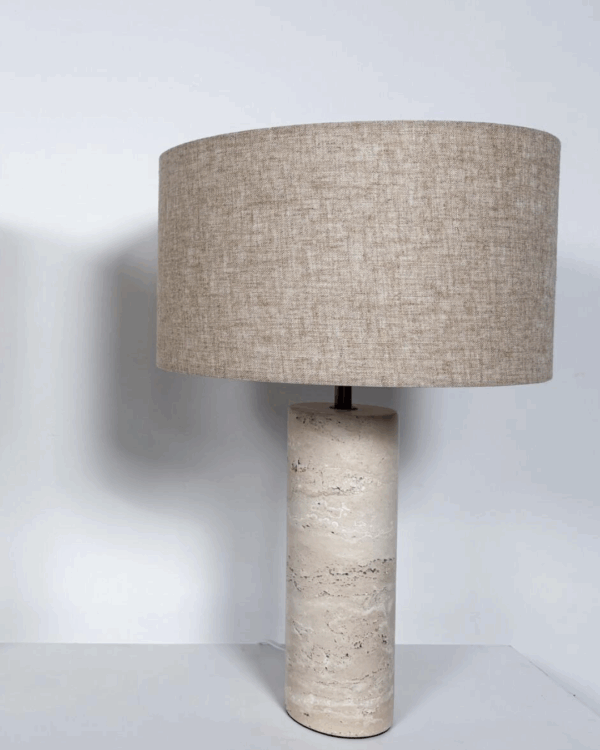 Pair of Contemporary Table Lamps, Travertine, Italy - Image 2