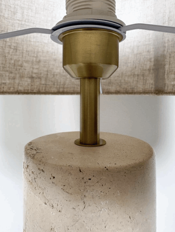 Pair of Contemporary Table Lamps, Travertine, Italy - Image 3