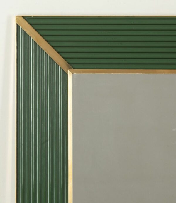 Contemporary Olive Green Glass Mirror - Image 3
