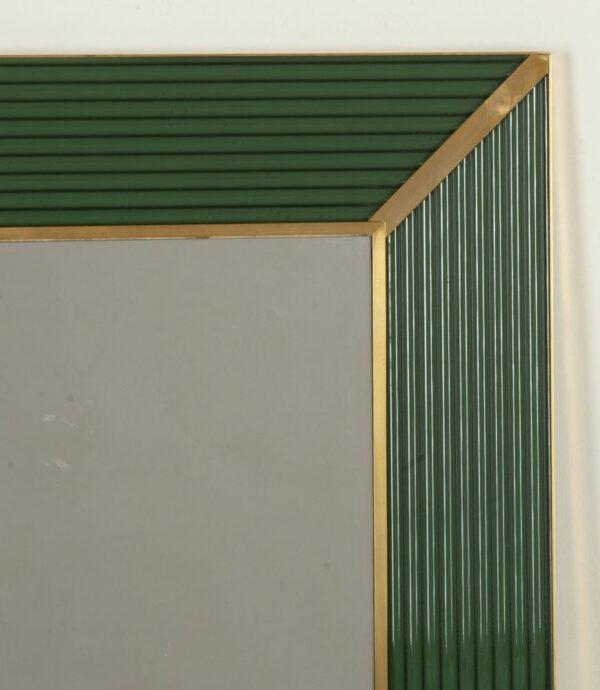 Contemporary Olive Green Glass Mirror - Image 2