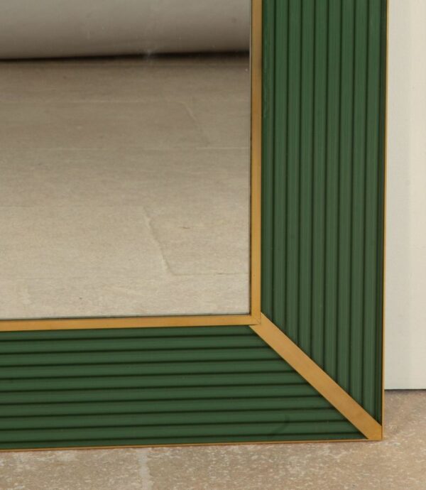 Contemporary Olive Green Glass Mirror - Image 5