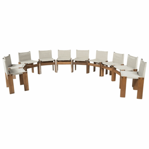 Set of 10 Monk Dining Chairs by Afra & Tobia Scarpa for Molteni, 1970s