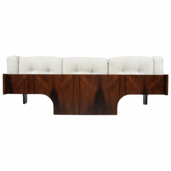 Mid-Century Sofa Oriolo by Claudio Salocchi for Sormani, Wood and White Fabric