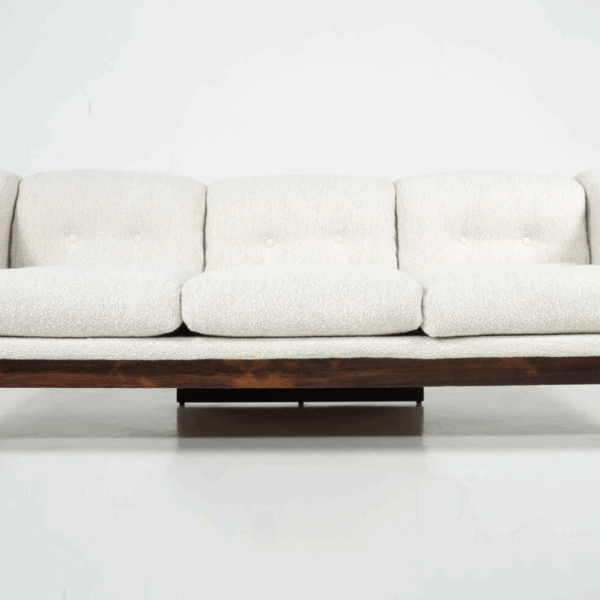 Mid-Century Sofa Oriolo by Claudio Salocchi for Sormani, Wood and White Fabric - Image 6