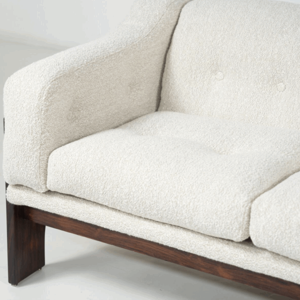 Mid-Century Sofa Oriolo by Claudio Salocchi for Sormani, Wood and White Fabric - Image 5