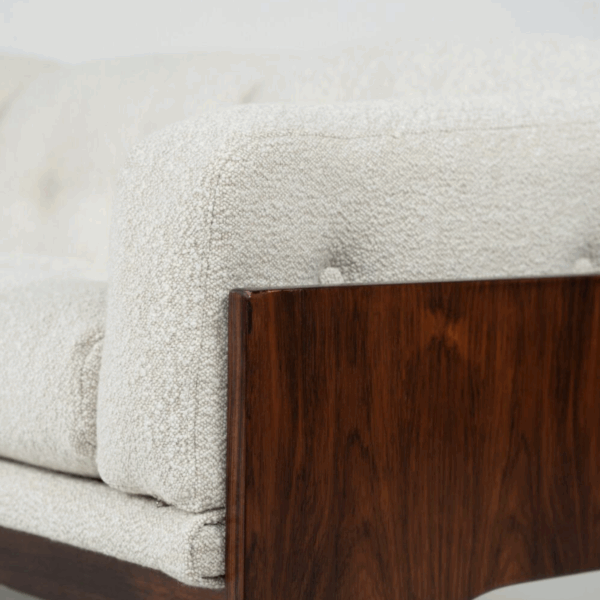 Mid-Century Sofa Oriolo by Claudio Salocchi for Sormani, Wood and White Fabric - Image 3