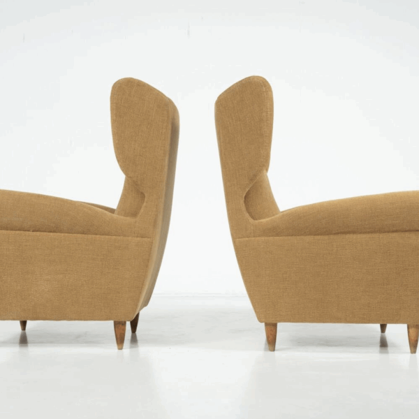 Mid-Century Modern Pair of Highback Armchairs, New Upholstery - Image 12