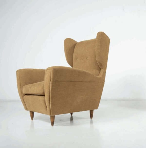 Mid-Century Modern Pair of Highback Armchairs, New Upholstery - Image 11
