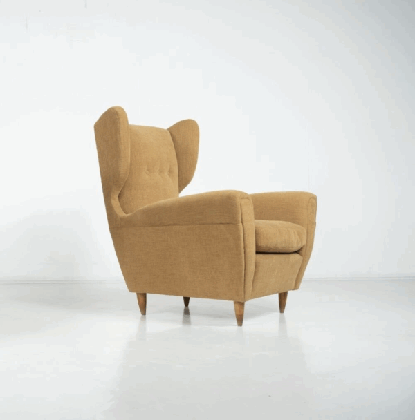 Mid-Century Modern Pair of Highback Armchairs, New Upholstery - Image 10