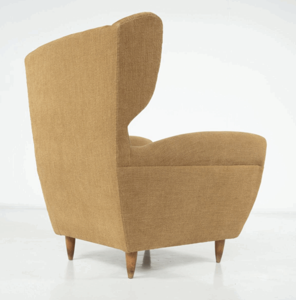 Mid-Century Modern Pair of Highback Armchairs, New Upholstery - Image 9