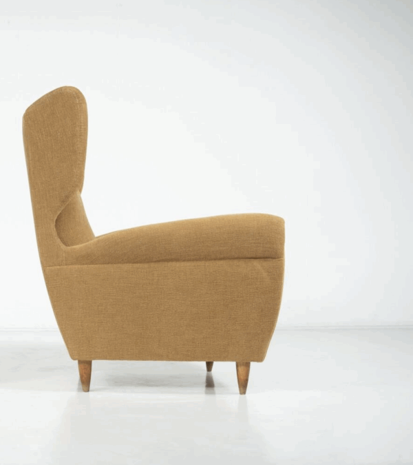 Mid-Century Modern Pair of Highback Armchairs, New Upholstery - Image 7