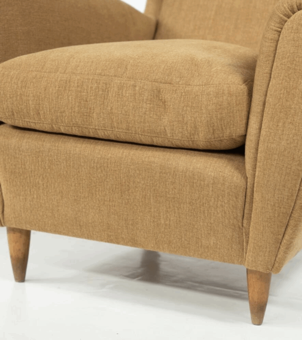 Mid-Century Modern Pair of Highback Armchairs, New Upholstery - Image 5