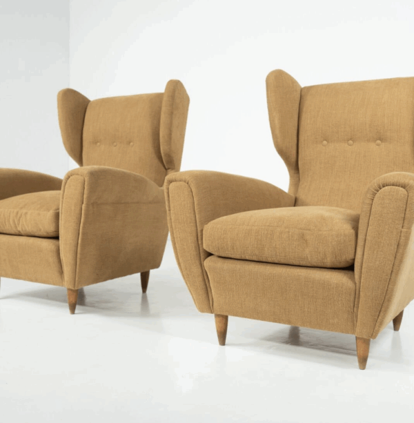 Mid-Century Modern Pair of Highback Armchairs, New Upholstery - Image 14