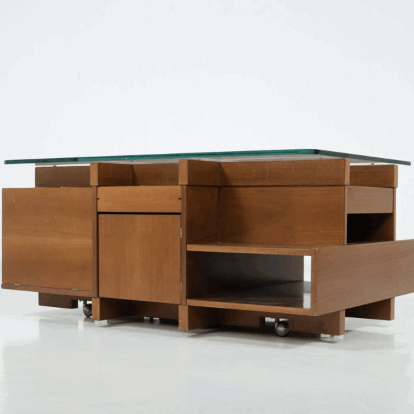 Mid-Century Modern Assymetrical Coffee Table with Compartments, Italy, 1970s - Image 10
