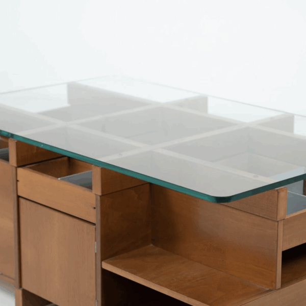 Mid-Century Modern Assymetrical Coffee Table with Compartments, Italy, 1970s - Image 9
