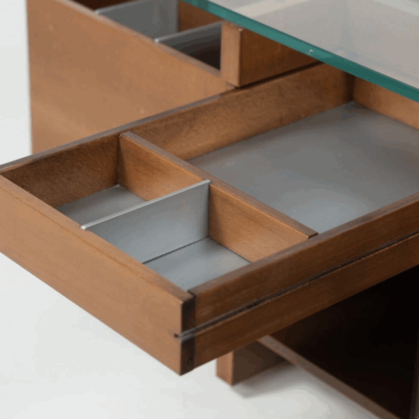 Mid-Century Modern Assymetrical Coffee Table with Compartments, Italy, 1970s - Image 6