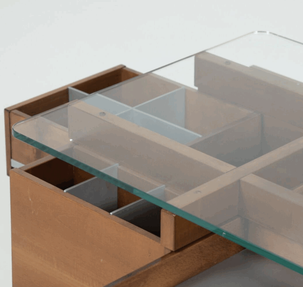 Mid-Century Modern Assymetrical Coffee Table with Compartments, Italy, 1970s - Image 4