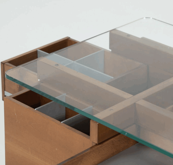 Mid-Century Modern Assymetrical Coffee Table with Compartments, Italy, 1970s - Image 12