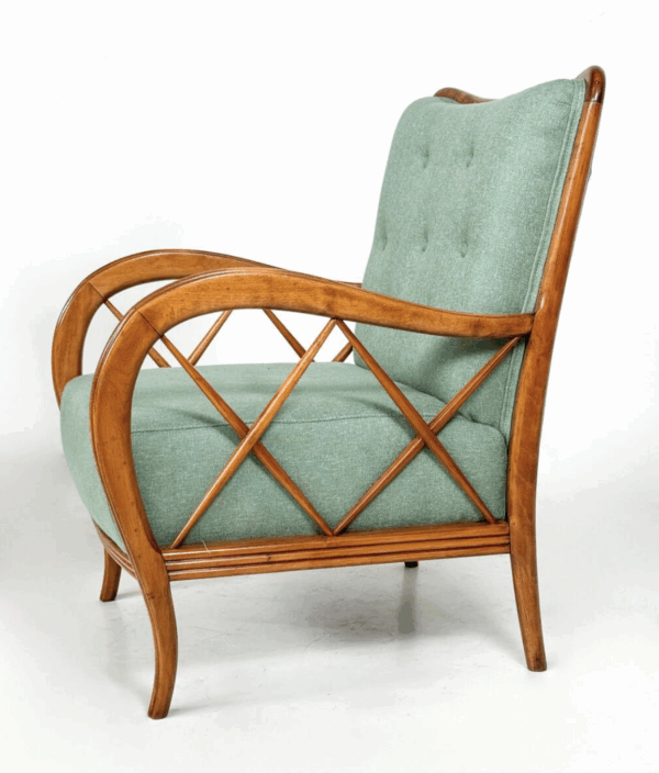 Mid-Century Modern Pair of Armchairs by Paolo Buffa, New Upholstery, Italy, 1950 - Image 4