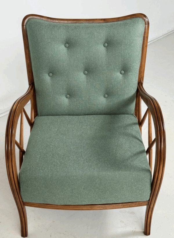 Mid-Century Modern Pair of Armchairs by Paolo Buffa, New Upholstery, Italy, 1950 - Image 2