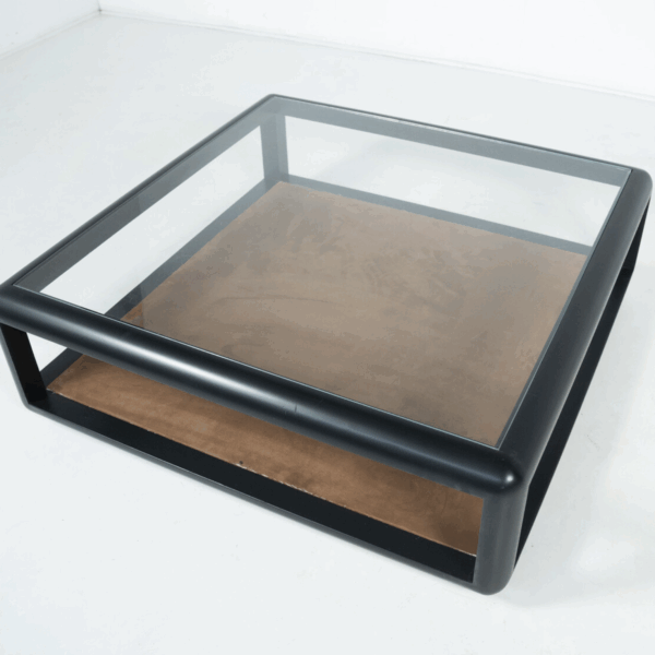 Mid-Century Modern Coffee Table attributed to Carlo Scarpa, Wood and Glass, Italy