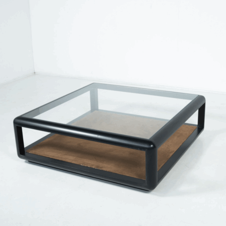 Mid-Century Modern Coffee Table attributed to Carlo Scarpa, Wood and Glass, Italy