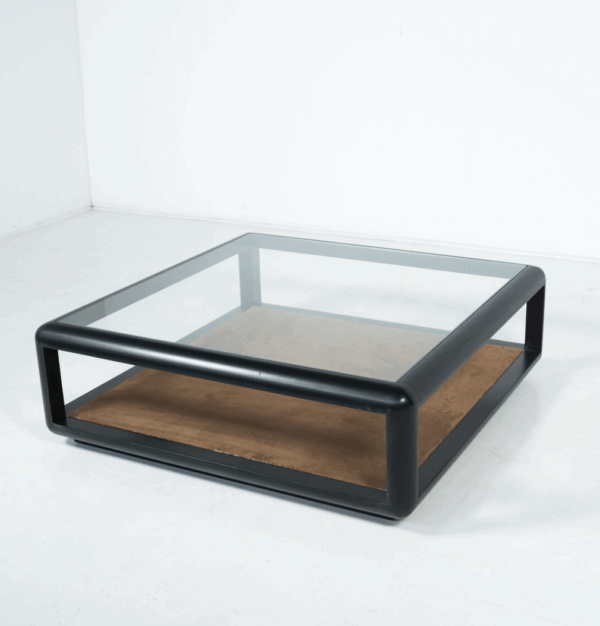 Mid-Century Modern Coffee Table attributed to Carlo Scarpa, Wood and Glass, Italy