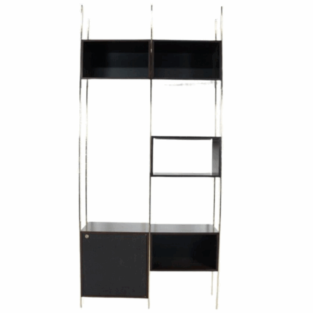 Mid-Century Modern Bookcase by Jules Wabbes, Wood and Brass, 1960s