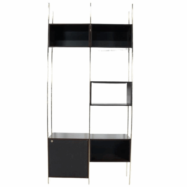 Mid-Century Modern Bookcase by Jules Wabbes, Wood and Brass, 1960s