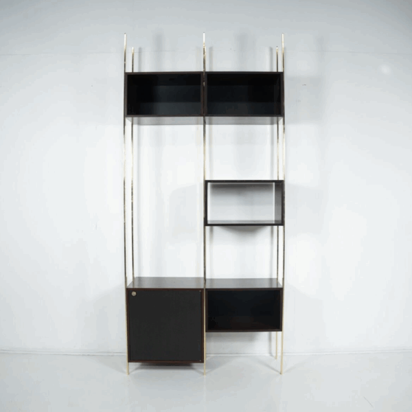 Mid-Century Modern Bookcase by Jules Wabbes, Wood and Brass, 1960s - Image 3