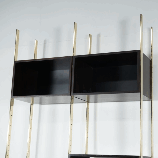 Mid-Century Modern Bookcase by Jules Wabbes, Wood and Brass, 1960s - Image 13