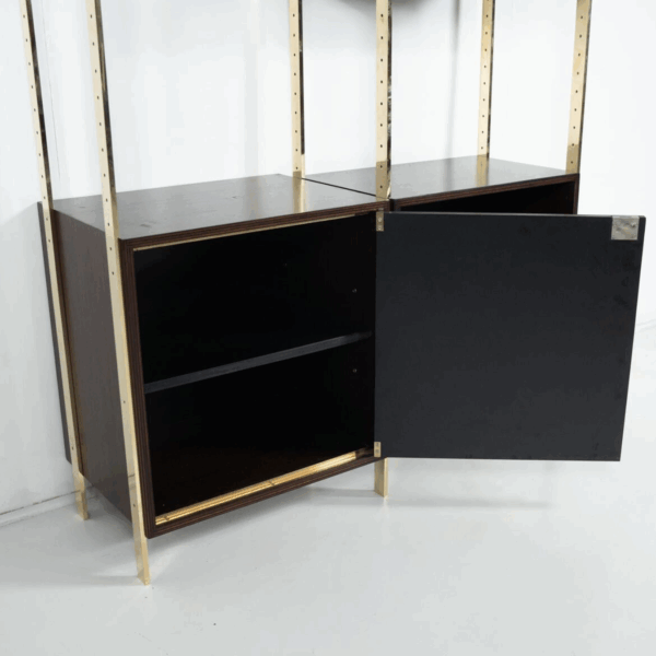 Mid-Century Modern Bookcase by Jules Wabbes, Wood and Brass, 1960s - Image 9