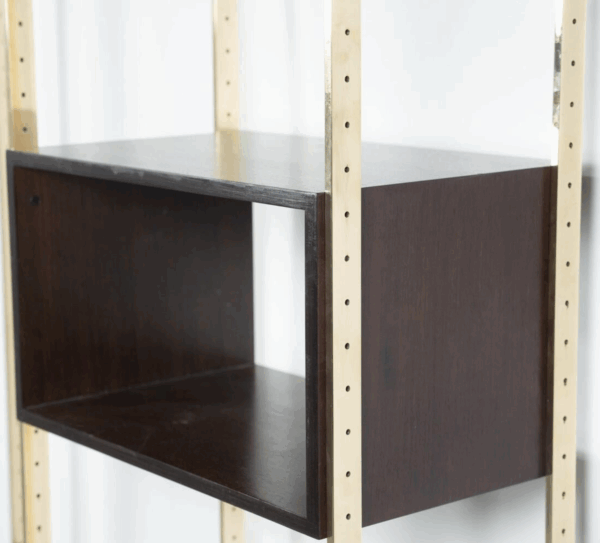 Mid-Century Modern Bookcase by Jules Wabbes, Wood and Brass, 1960s - Image 7
