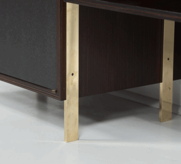 Mid-Century Modern Bookcase by Jules Wabbes, Wood and Brass, 1960s - Image 6