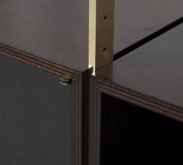 Mid-Century Modern Bookcase by Jules Wabbes, Wood and Brass, 1960s - Image 5