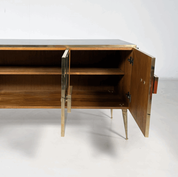 Contemporary Green Sideboard, Wood and Glass - Image 4