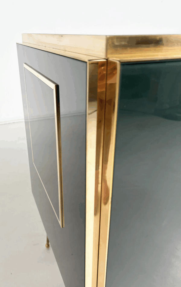 Contemporary Green Sideboard, Wood and Glass - Image 5