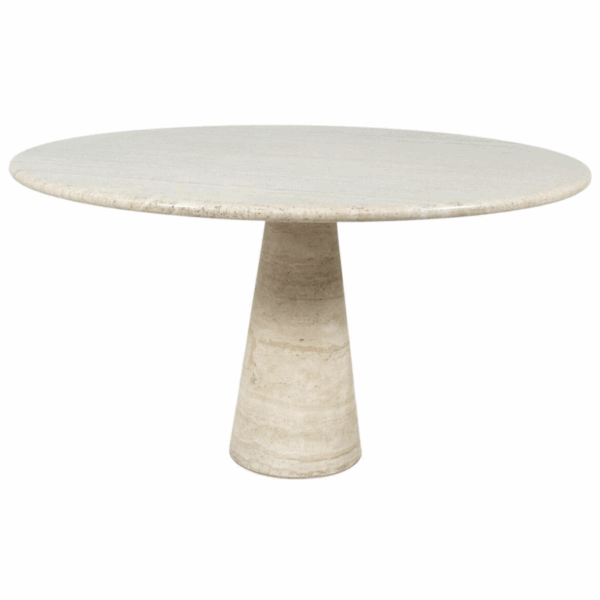 Mid-Century Travertine Dining Table in style of Angelo Mangiarotti, Italy, 1970s