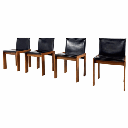 Mid-Century Modern Set of 4 Chairs in the Style of Scarpa, 1970s