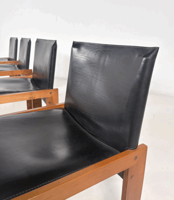 Mid-Century Modern Set of 4 Chairs in the Style of Scarpa, 1970s - Image 8