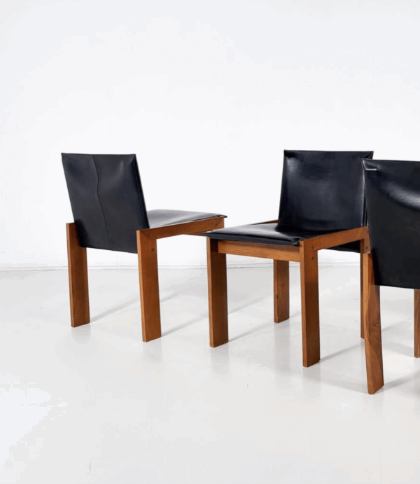 Mid-Century Modern Set of 4 Chairs in the Style of Scarpa, 1970s - Image 7