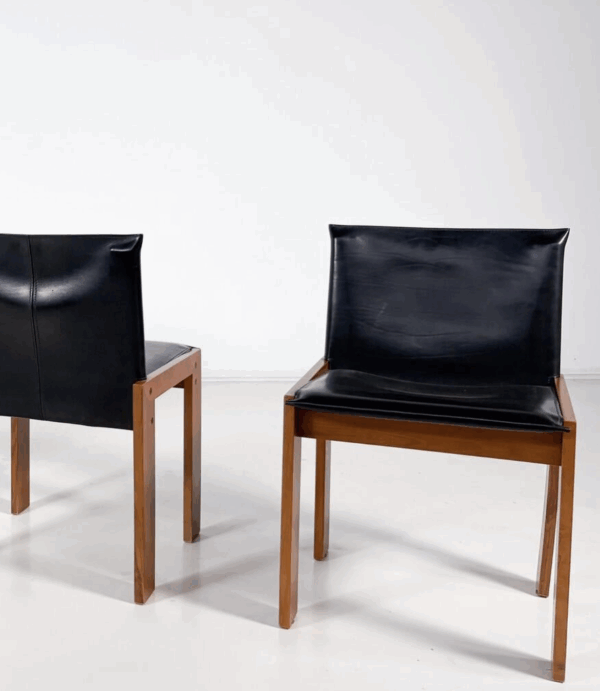 Mid-Century Modern Set of 4 Chairs in the Style of Scarpa, 1970s - Image 6