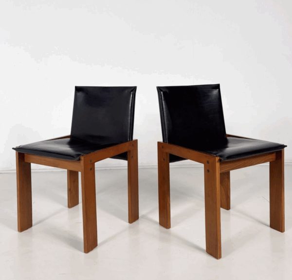 Mid-Century Modern Set of 4 Chairs in the Style of Scarpa, 1970s - Image 5