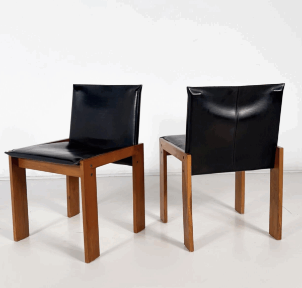Mid-Century Modern Set of 4 Chairs in the Style of Scarpa, 1970s - Image 4