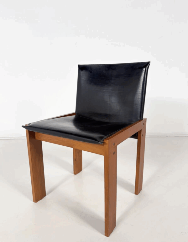 Mid-Century Modern Set of 4 Chairs in the Style of Scarpa, 1970s - Image 3