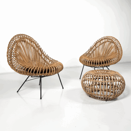 Pair of chairs with ottoman by Janine Abraham & Dirk Jan Rol for Rougier 1950s