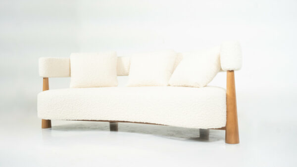 Contemporary Bean Shaped Sofa, White Upholstery, Italy - Image 6