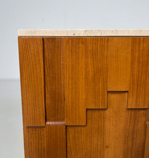 Contemporary Italian Brutalist Sideboard with Travertine Top - Image 3